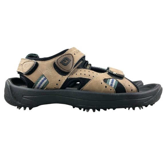 FootJoy Men's Size 7M Brown Open Round Toe Hook & Loop Golf Sandals Shoes - Picture 1 of 15